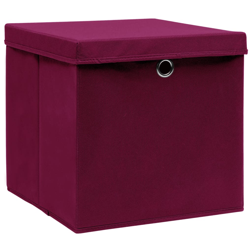 Storage boxes with lids 4pcs 28x28x28cm Dark red