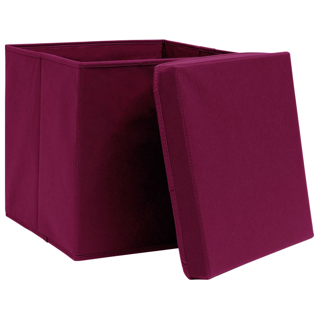 Storage boxes with lids 4pcs 28x28x28cm Dark red