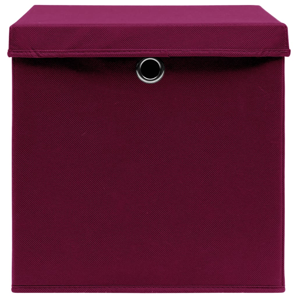 Storage boxes with lids 4pcs 28x28x28cm Dark red