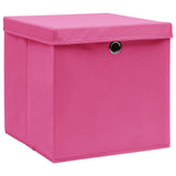 Boîtes de rangement avec couvercles 4 pcs 28x28x28 cm Rose