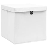 Boîtes de rangement avec couvercles 10 pcs 28x28x28 cm Blanc