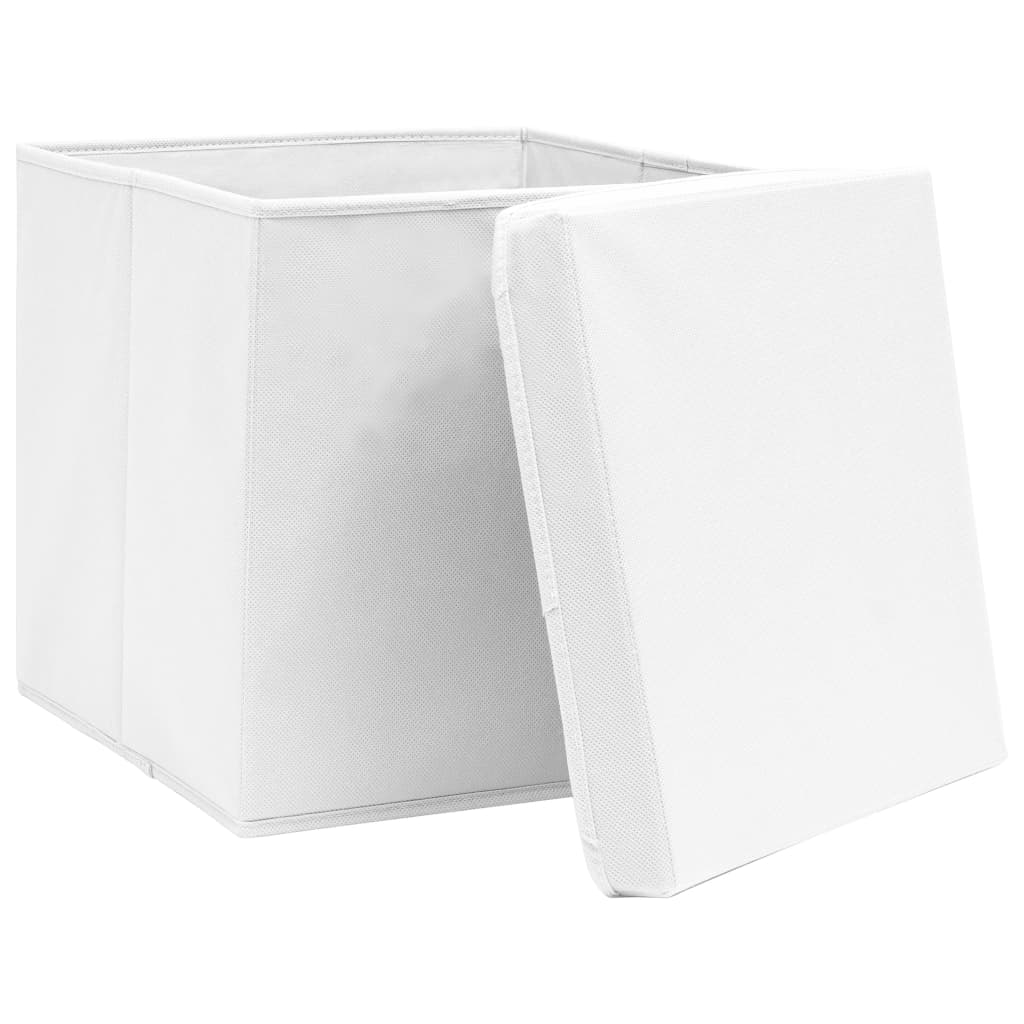 Boîtes de rangement avec couvercles 10 pcs 28x28x28 cm Blanc