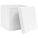 Boîtes de rangement avec couvercles 10 pcs 28x28x28 cm Blanc