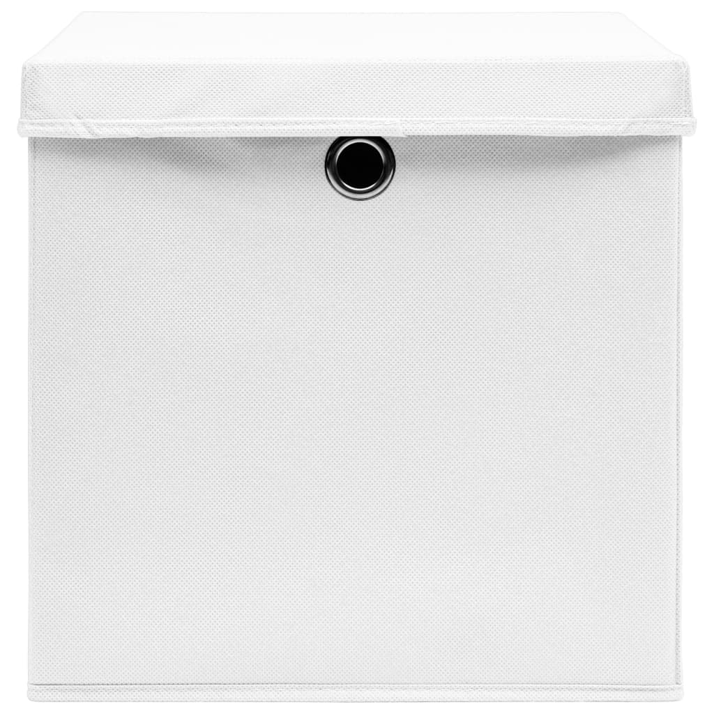 Boîtes de rangement avec couvercles 10 pcs 28x28x28 cm Blanc