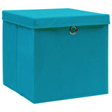 Storage boxes with lids 10pcs 28x28x28cm Azure blue