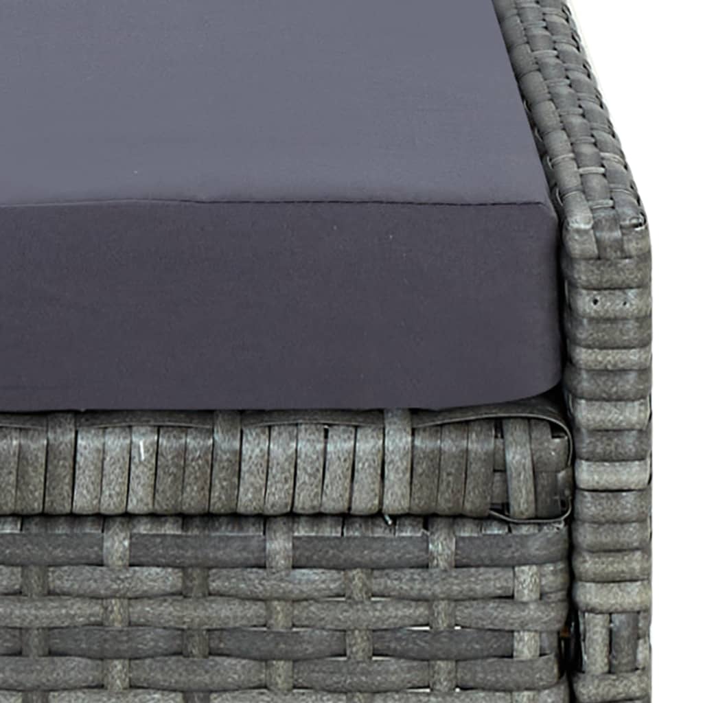 Deckchair with cushion Resin wicker Grey