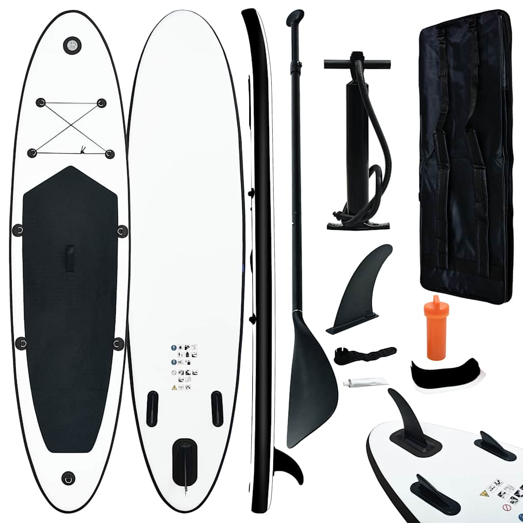 Black and White Inflatable SUP Board Set