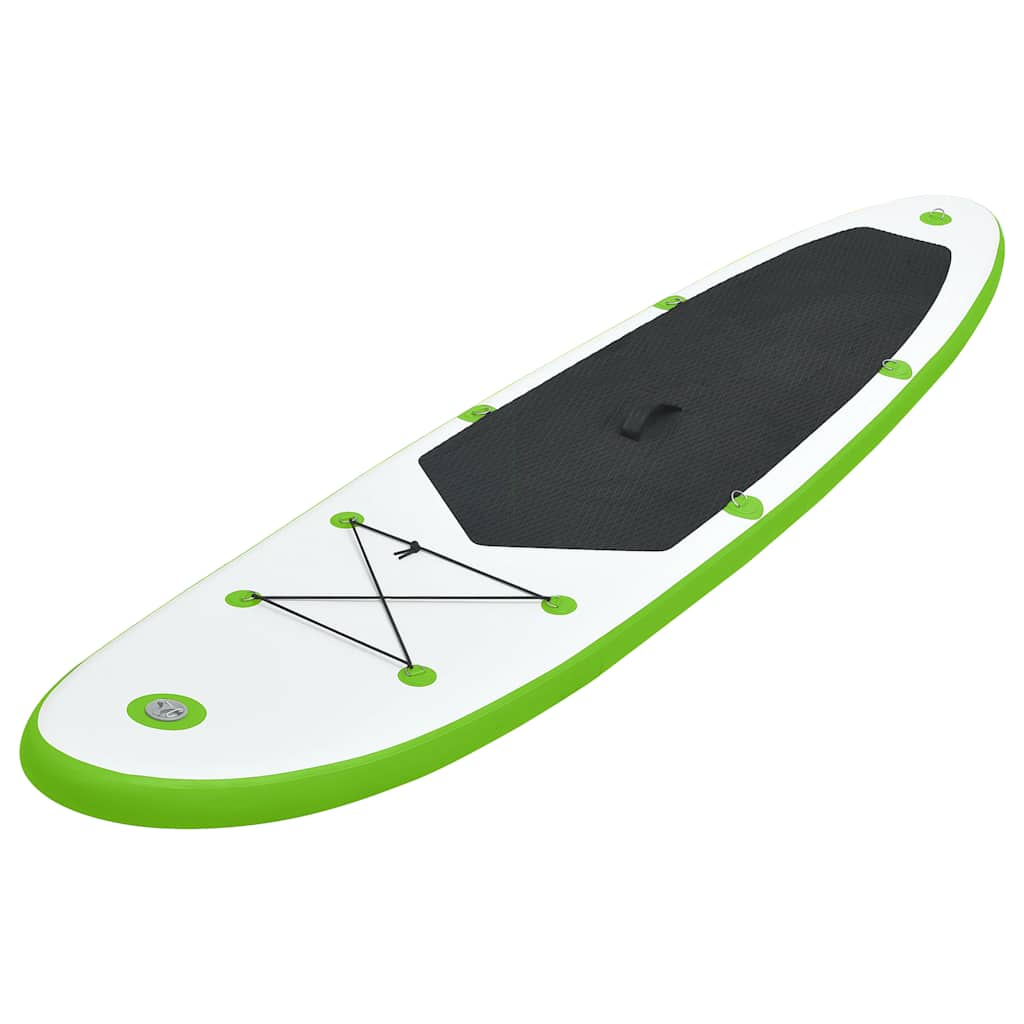 Green and white inflatable SUP board set