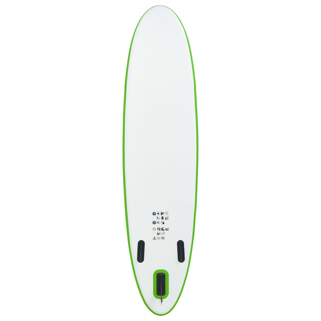 Green and white inflatable SUP board set