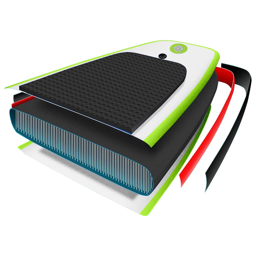 Green and white inflatable SUP board set