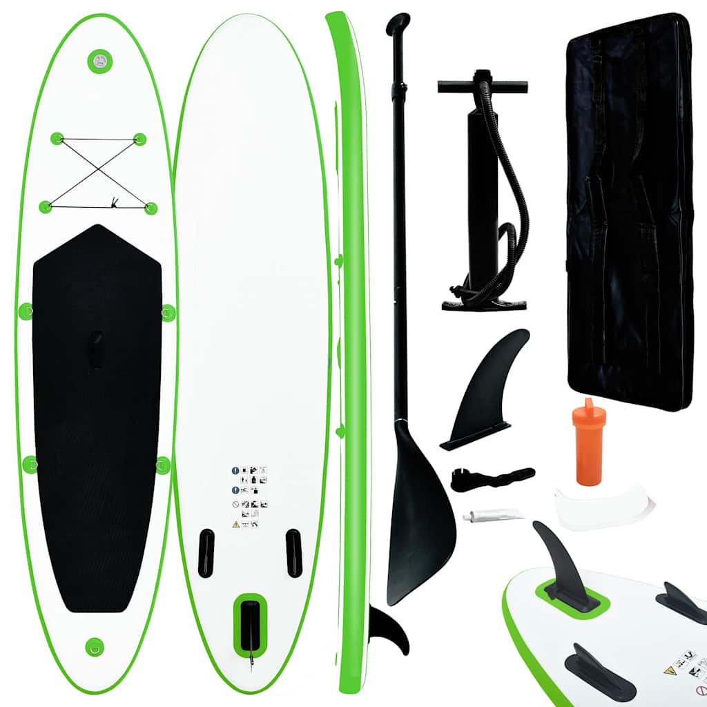 Green and White Inflatable SUP Board Set