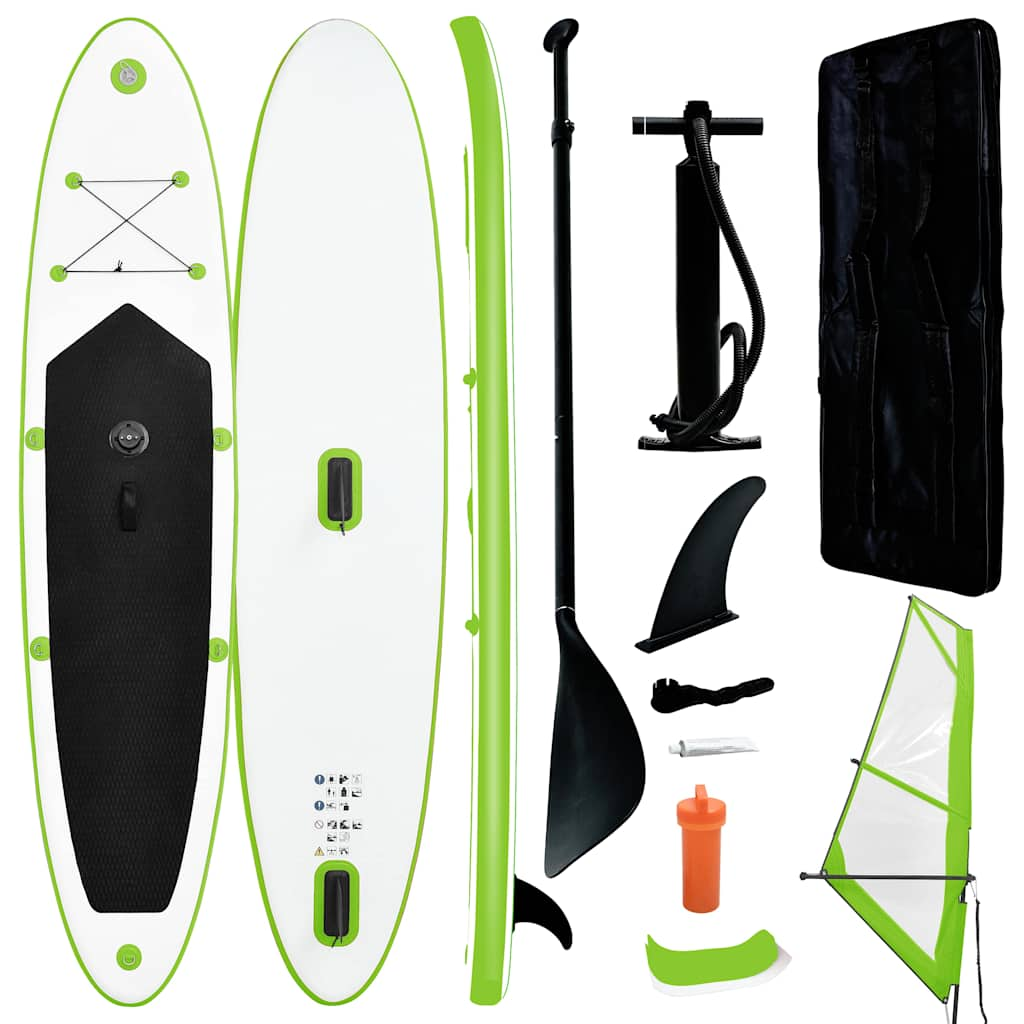 Inflatable SUP board set with sail Green and white