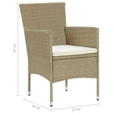 Chaises manger de jardin lot de 2 Résine tressée Beige