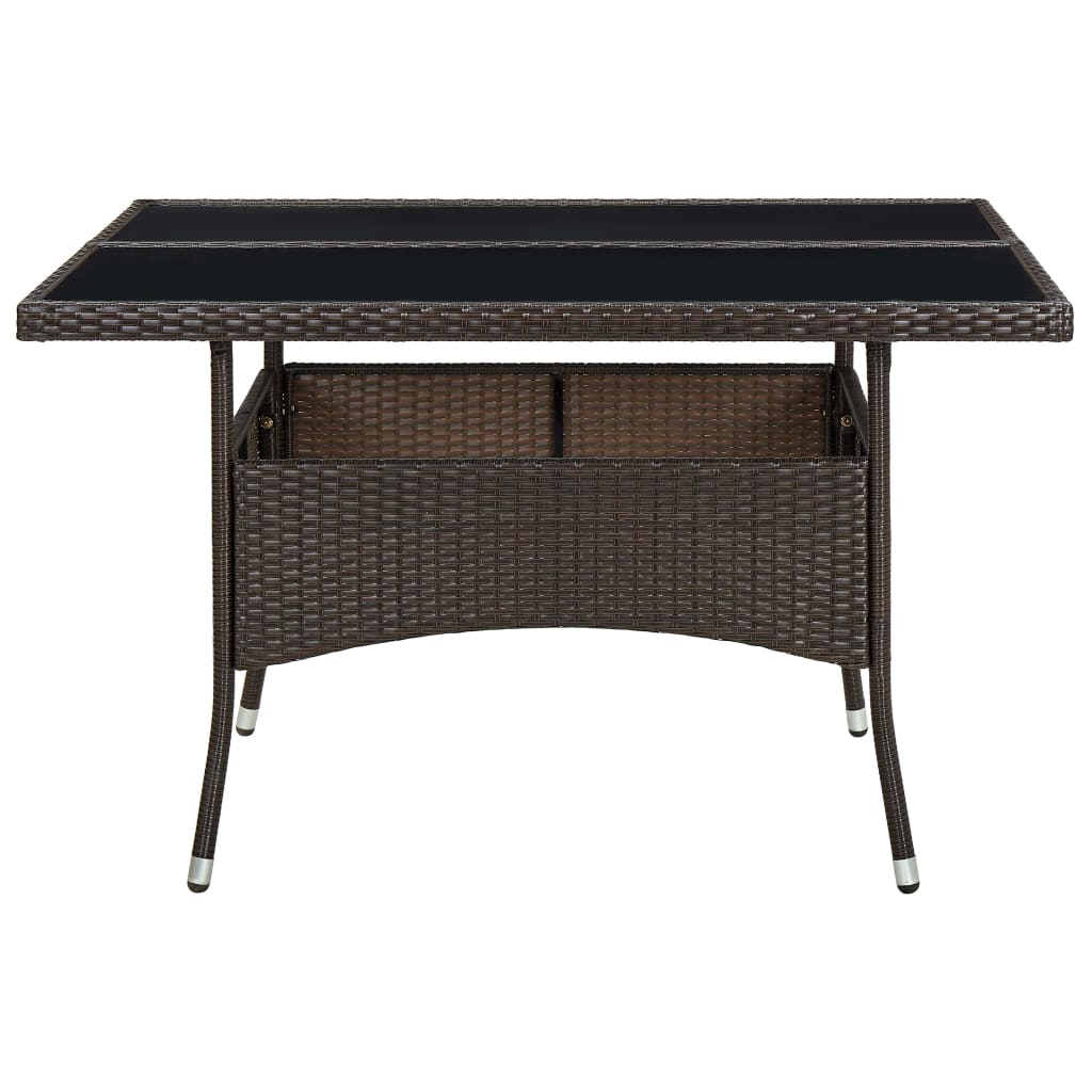 Outdoor dining table Brown Resin wicker and glass