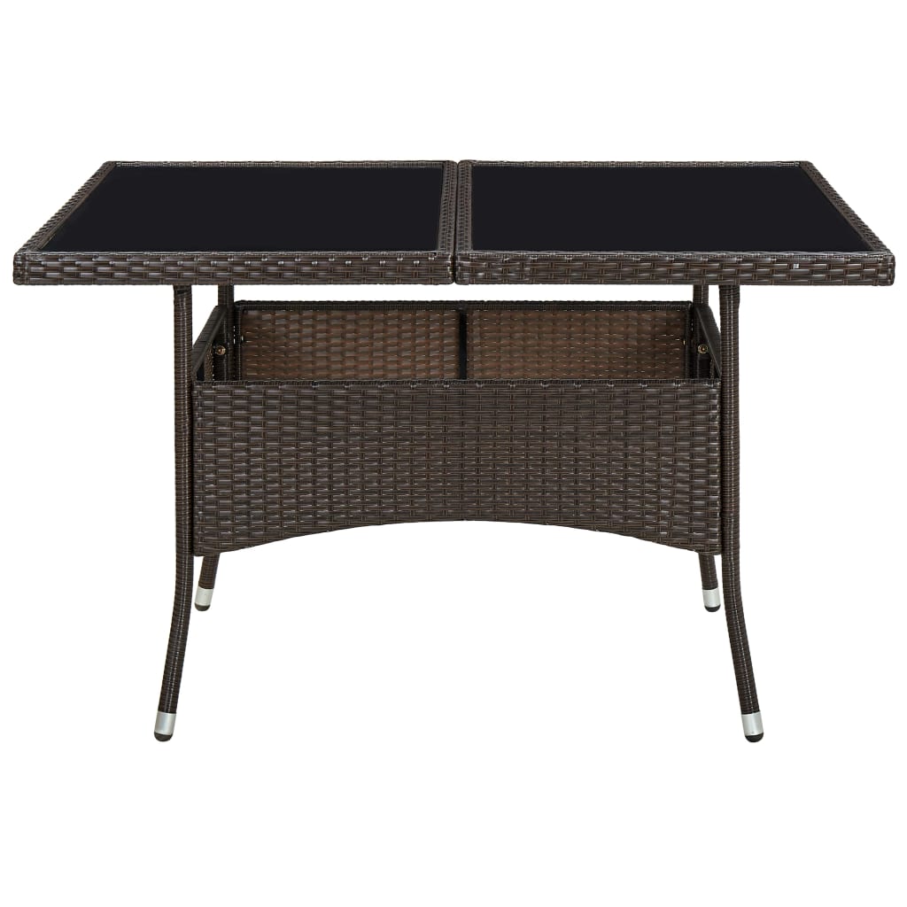 Outdoor dining table Brown Resin wicker and glass