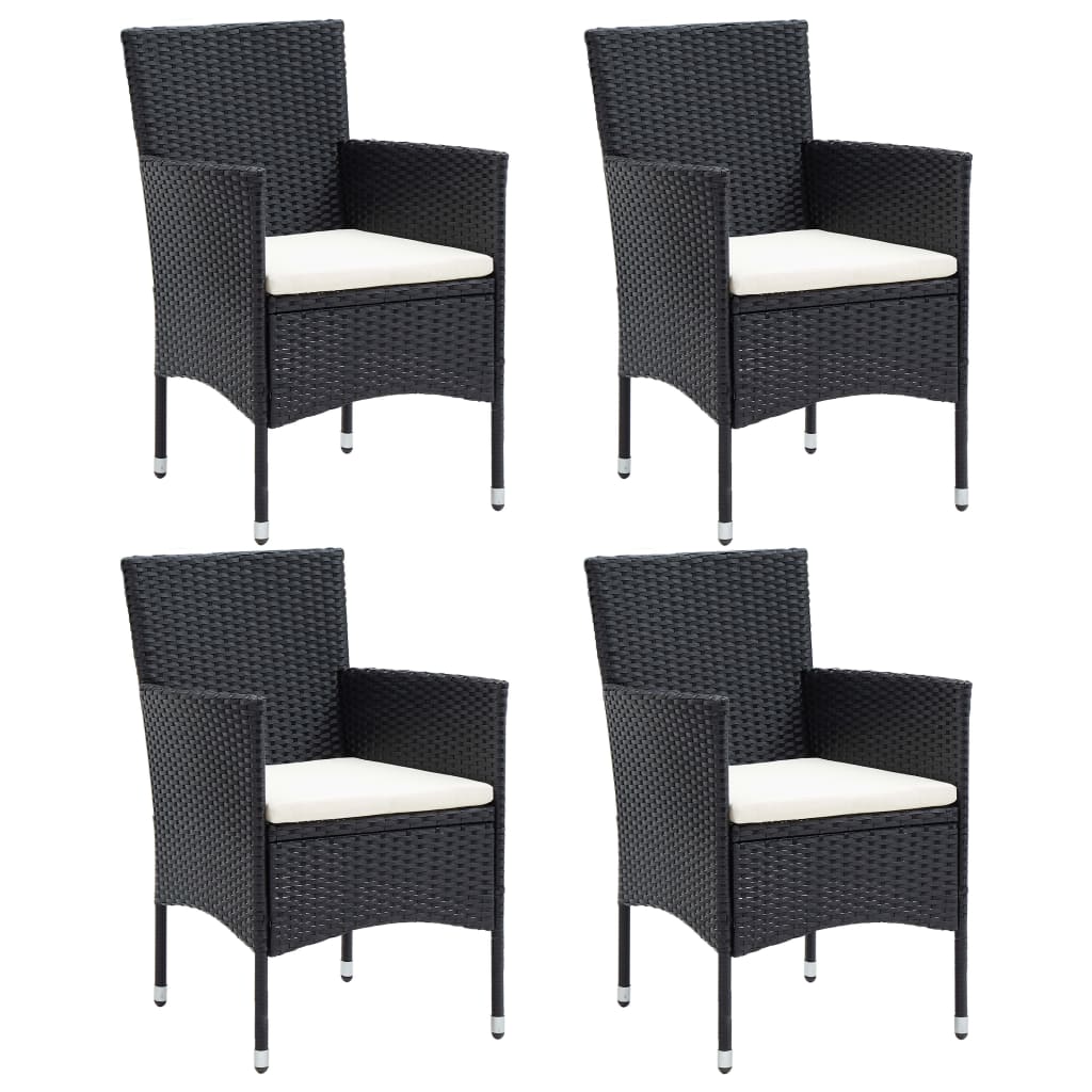 Chaises à manger de jardin lot de 4 Résine tressée Noir