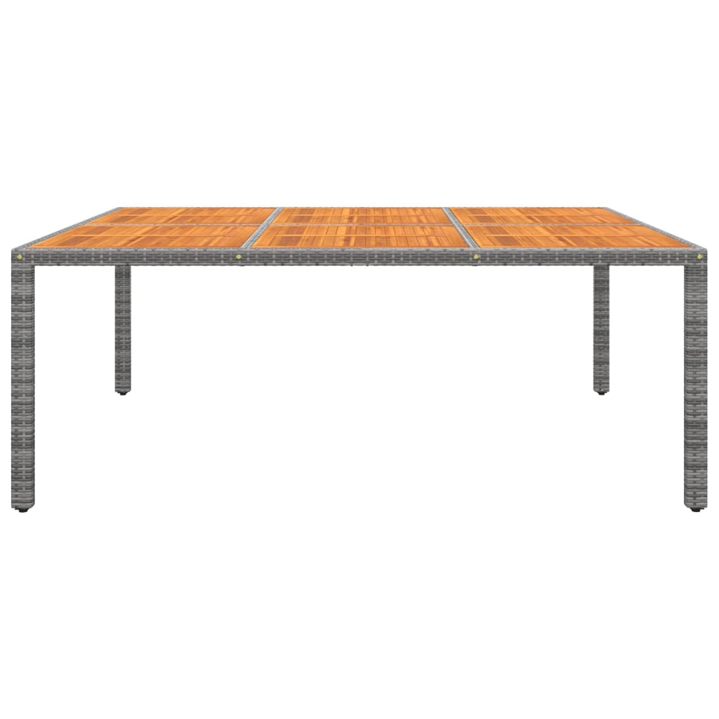 Table de jardin 200x150x75 cm Acacia et résine tressée Gris