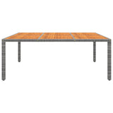 Table de jardin 200x150x75 cm Acacia et résine tressée Gris