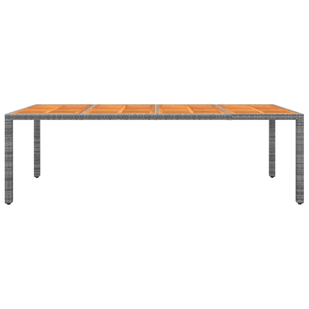 Table de jardin gris 250x100x75 cm résine tressée/bois d'acacia