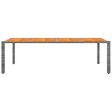 Table de jardin gris 250x100x75 cm résine tressée/bois d'acacia