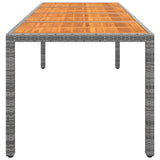 Table de jardin gris 250x100x75 cm résine tressée/bois d'acacia