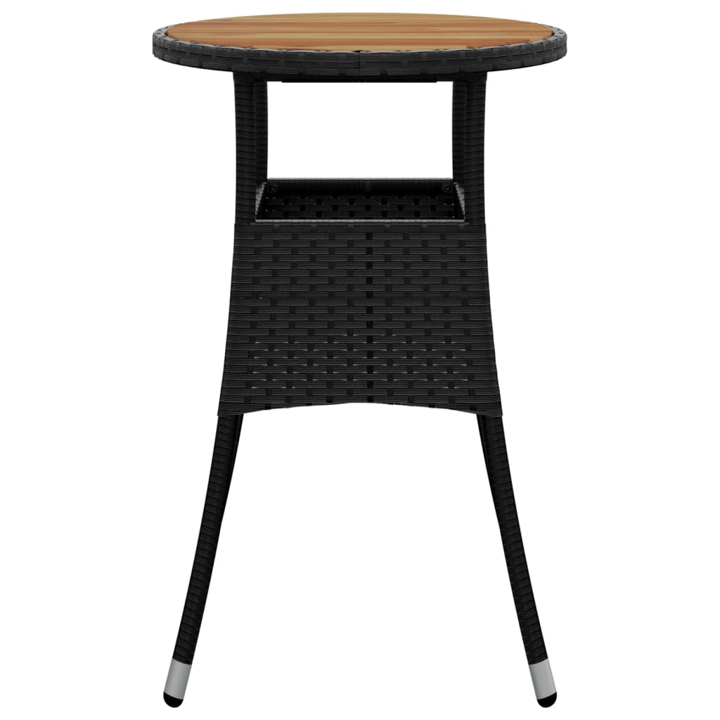 Table de jardin Ø60x75 cm Acacia et résine tressée Noir