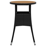 Table de jardin Ø60x75 cm Acacia et résine tressée Noir