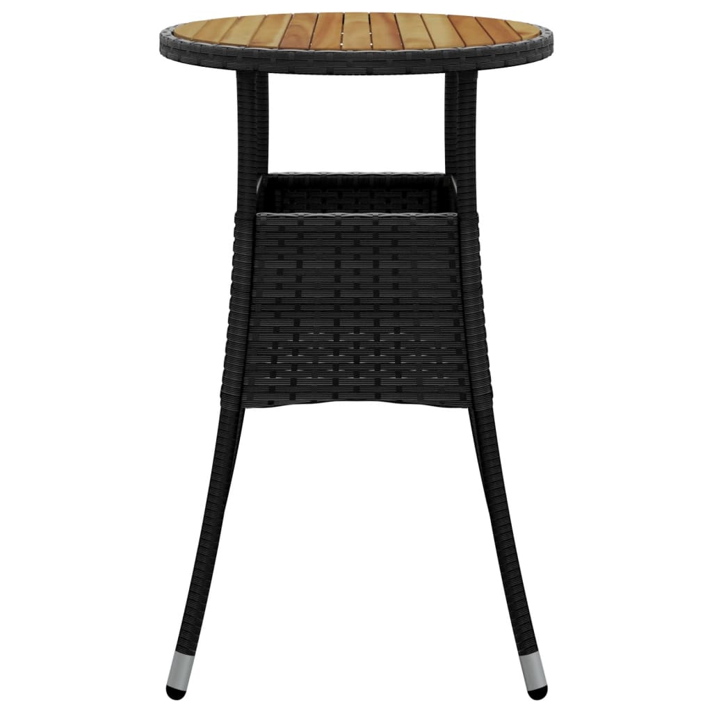 Table de jardin Ø60x75 cm Acacia et résine tressée Noir