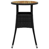 Table de jardin Ø60x75 cm Acacia et résine tressée Noir