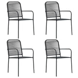 Chaises de jardin lot de 4 Corde en coton et acier Noir