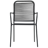 Chaises de jardin lot de 4 Corde en coton et acier Noir