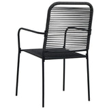 Chaises de jardin lot de 4 Corde en coton et acier Noir