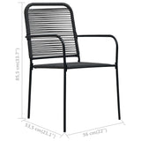 Chaises de jardin lot de 4 Corde en coton et acier Noir