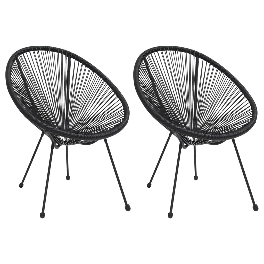 Chaises de jardin en forme de lune lot de 2 Rotin Noir