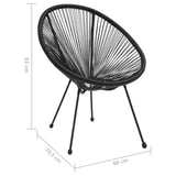 Chaises de jardin en forme de lune lot de 2 Rotin Noir