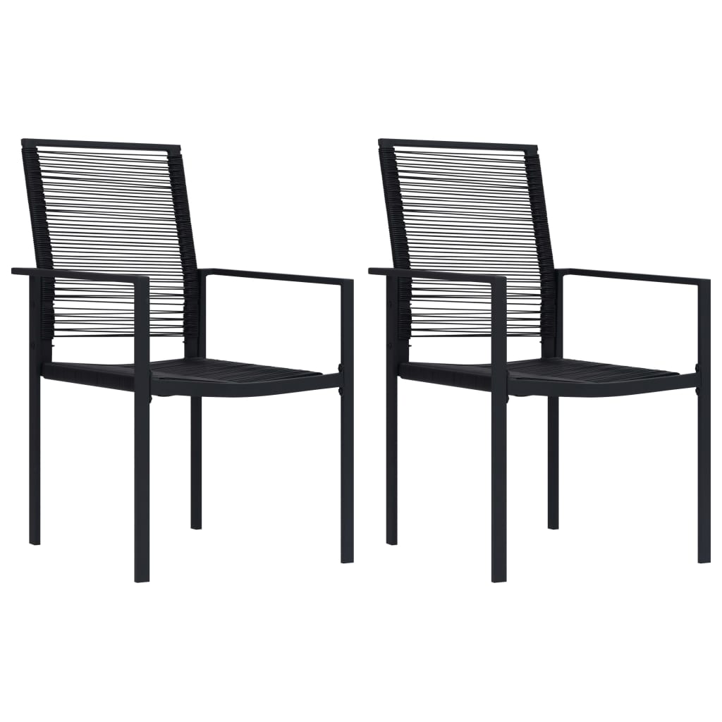 Garden chairs set of 2 Black PVC Rattan