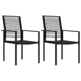 Garden chairs set of 2 Black PVC Rattan