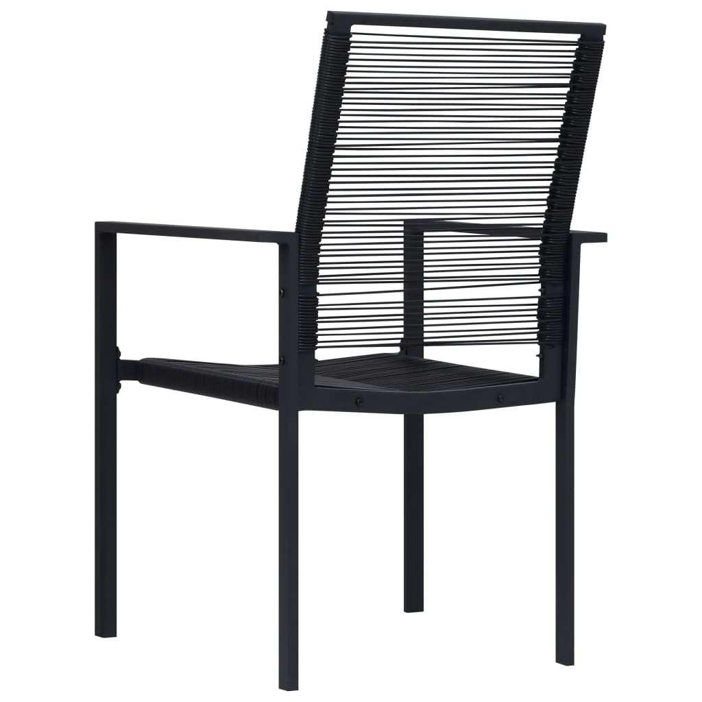 Garden chairs set of 2 Black PVC Rattan