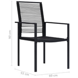 Garden chairs set of 2 Black PVC Rattan