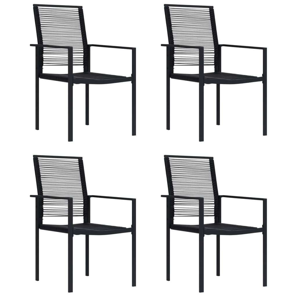 Chaises de jardin lot de 4 Rotin PVC Noir