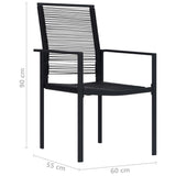 Chaises de jardin lot de 4 Rotin PVC Noir