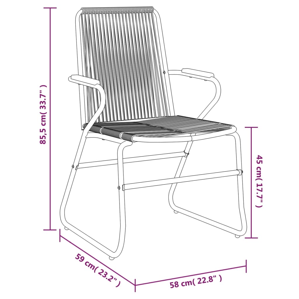 Gartenstühle 4er-Set schwarz 58x59x85,5 cm PVC-Rattan