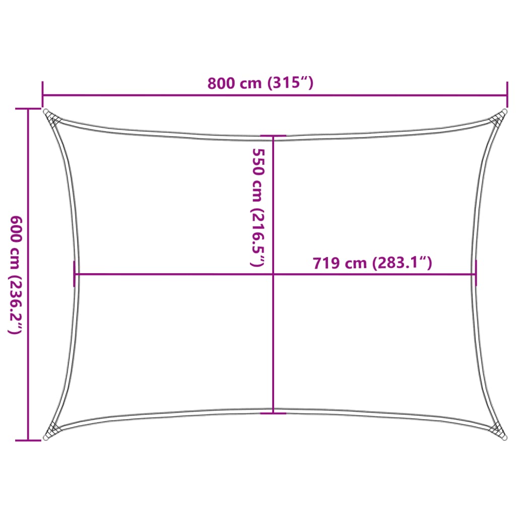 Voile d'ombrage 160 g/m² Blanc 6x8 m PEHD