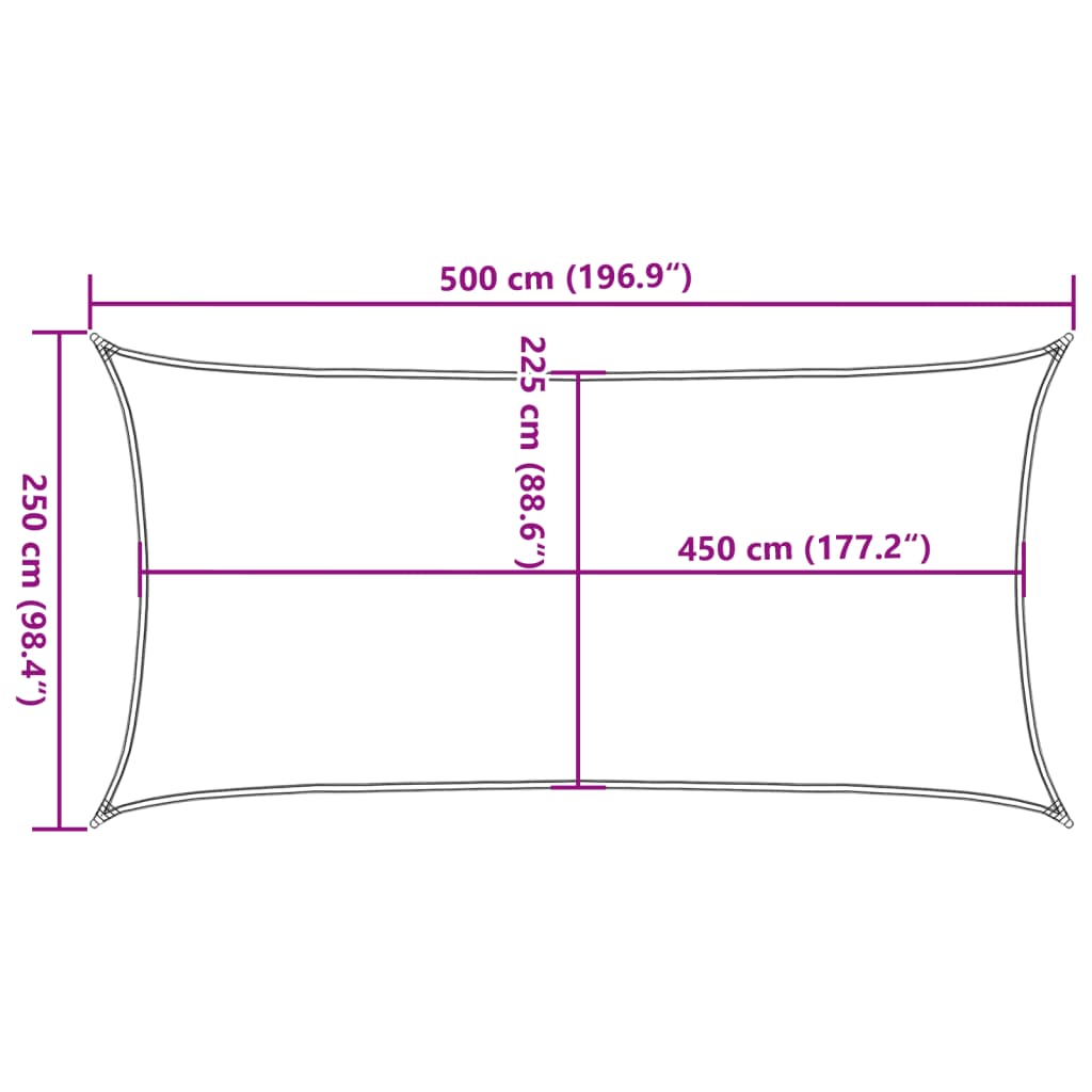 Voile d'ombrage 160 g/m² rectangulaire vert clair 2,5x5 m PEHD