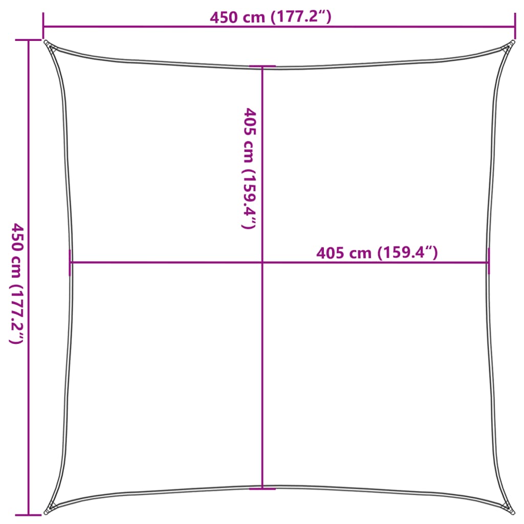 Voile d'ombrage 160 g/m² carré terre cuite 4,5x4,5 m PEHD