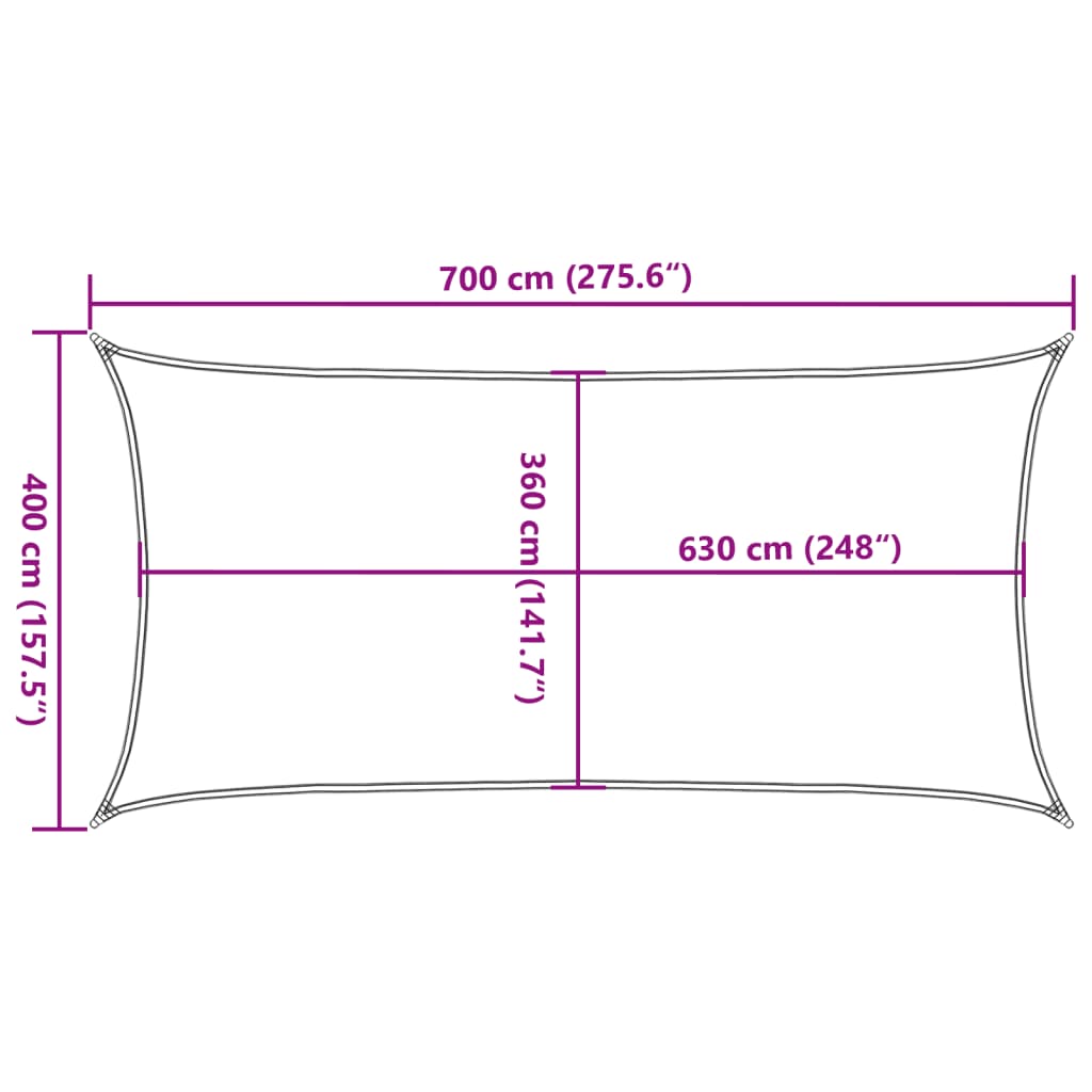 Voile d'ombrage 160 g/m² rectangulaire bleu 4x7 m PEHD