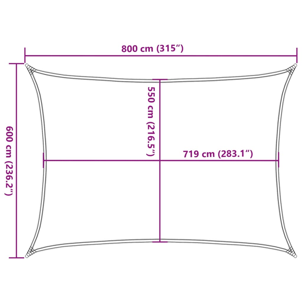 Voile d'ombrage 160 g/m² rectangulaire bleu 6x8 m PEHD