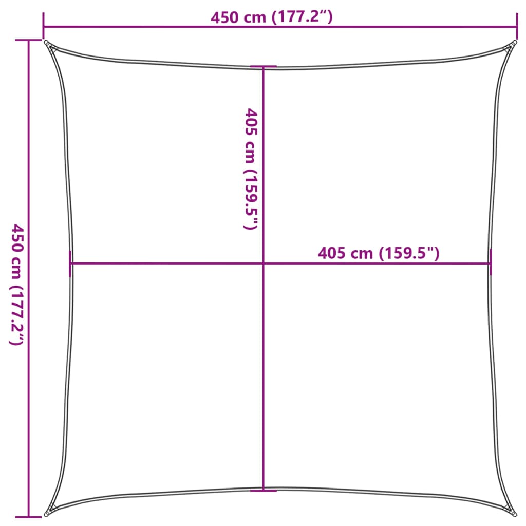 Voile d'ombrage 160 g/m² carré jaune 4,5x4,5 m PEHD