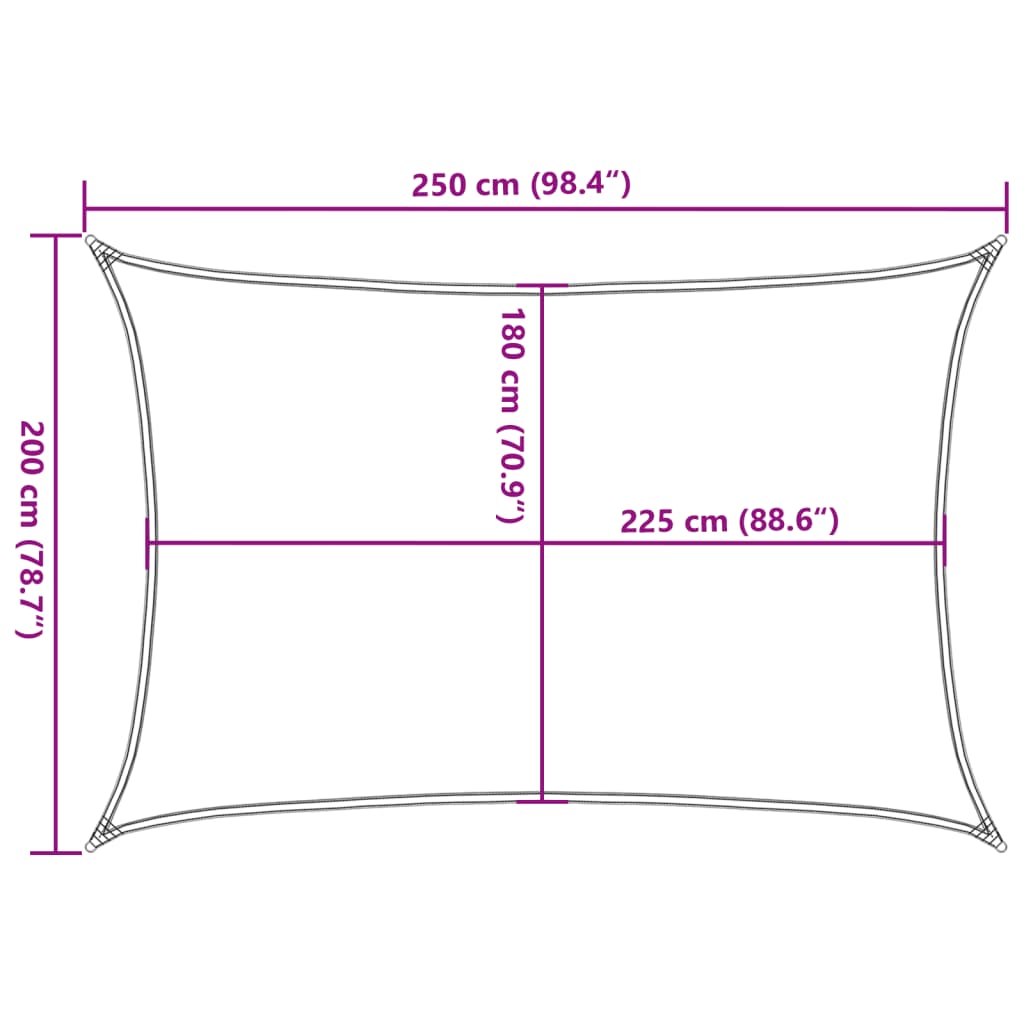 Voile d'ombrage 160 g/m² rectangulaire jaune 2x2,5 m PEHD