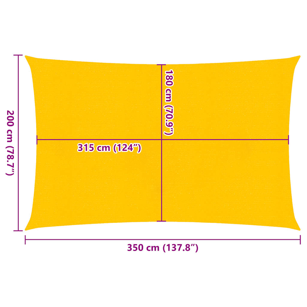 Voile d'ombrage 160 g/m² rectangulaire jaune 2x3,5 m PEHD